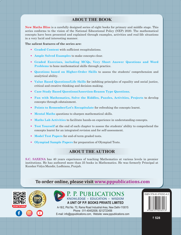 New Maths Bliss Class 6 A Course in Mathematics